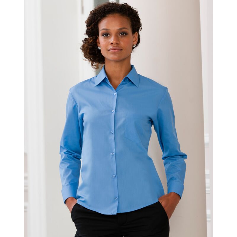 Ladies' Long Sleeve Polycotton Easy Care Poplin Shirt Thumbnail