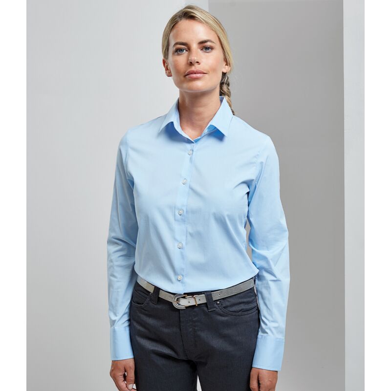 Ladies Long Sleeve Stretch Fit Poplin Shirt Thumbnail
